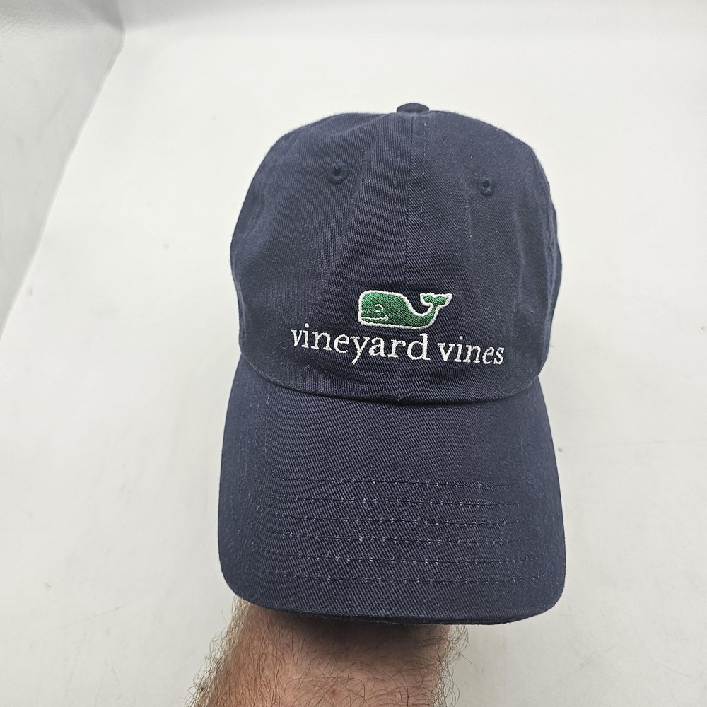 Vineyard Vines Hat Cap Strap Back Mens One Size Navy Blue Whale Logo Dad Hat